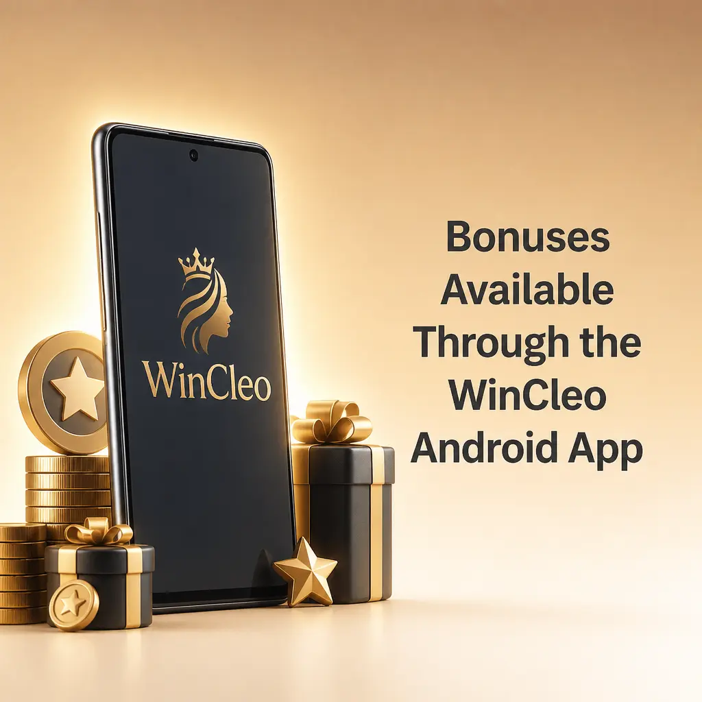 WinCleo Android app bonuses, including the 470% up to EUR 15,500 plus 470 FS welcome offer for verified users.