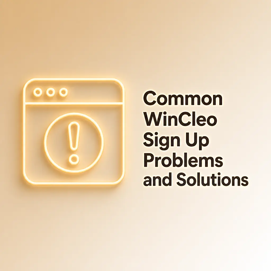 WinCleo sign up troubleshooting table showing common registration problems and solutions for UK players