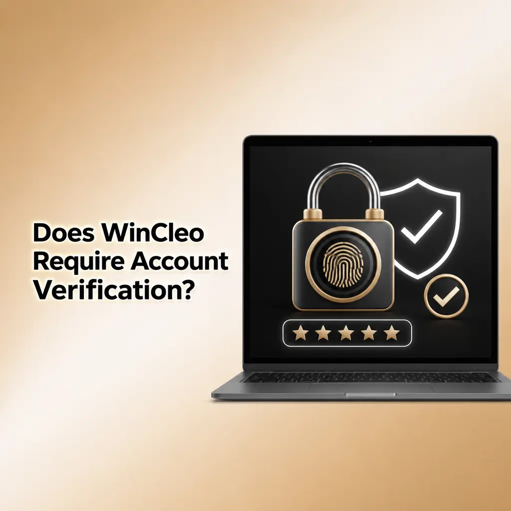 WinCleo account verification steps showing registration, optional profile details, and document submission before withdrawal