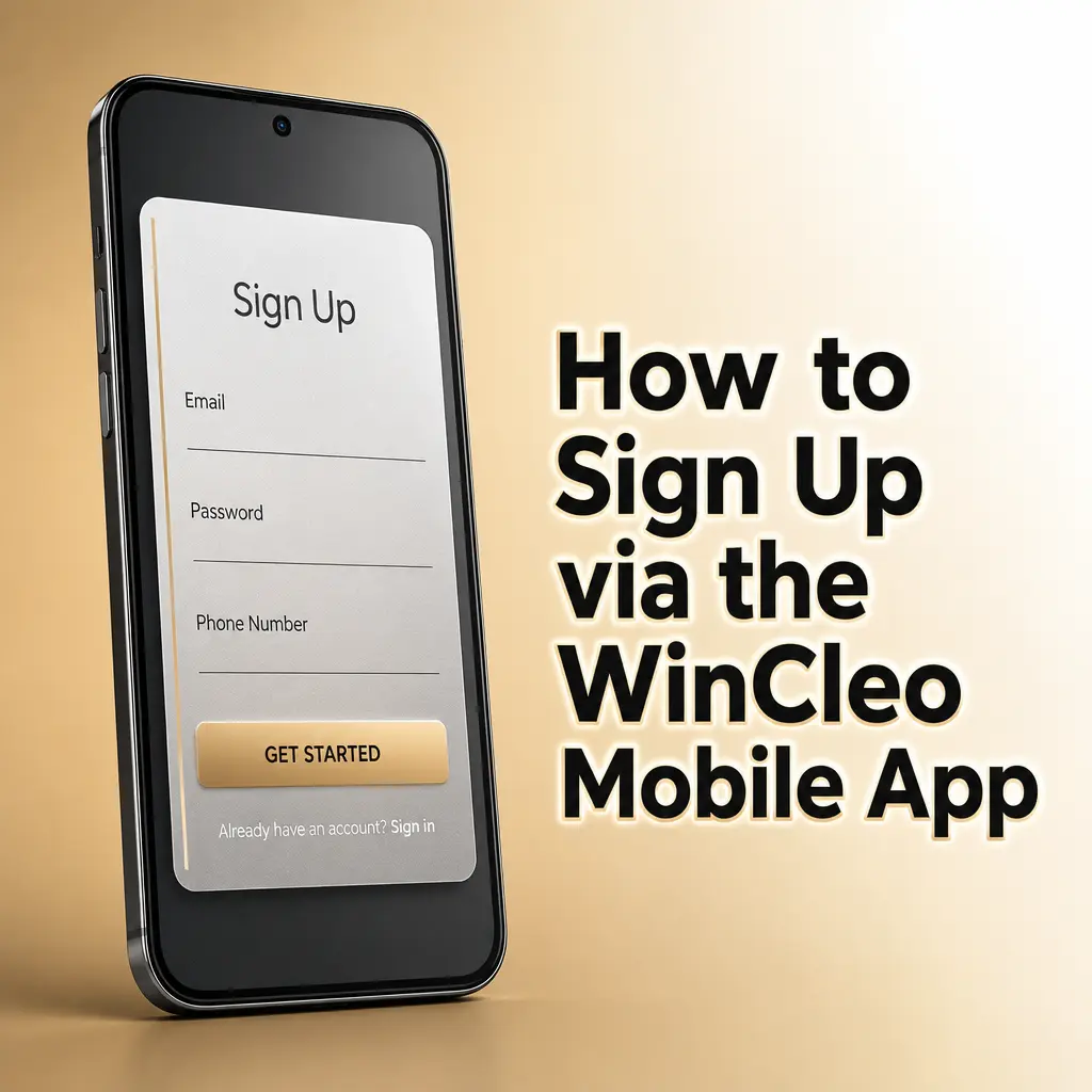 Step-by-step guide to signing up for WinCleo via the mobile website registration form in the United Kingdom.